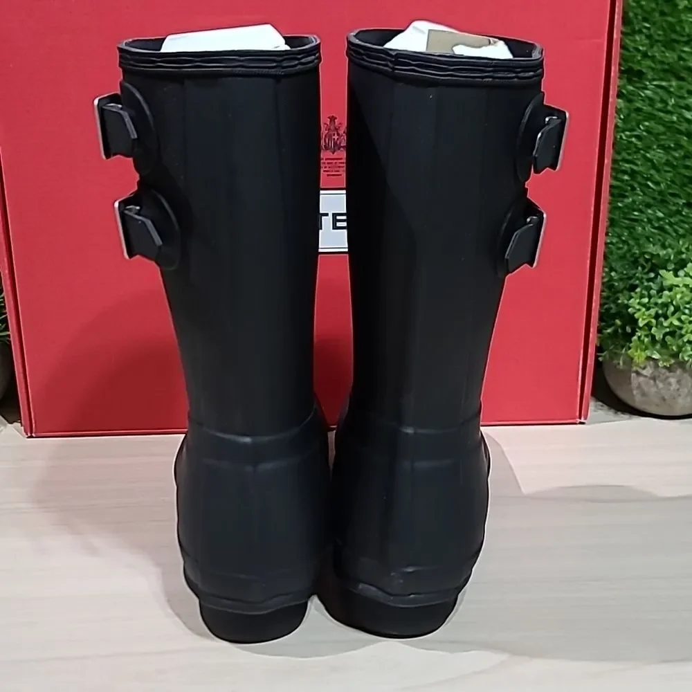 Hunter Original Short Multi Buckle Black Boots / US Women's 8 M NEW